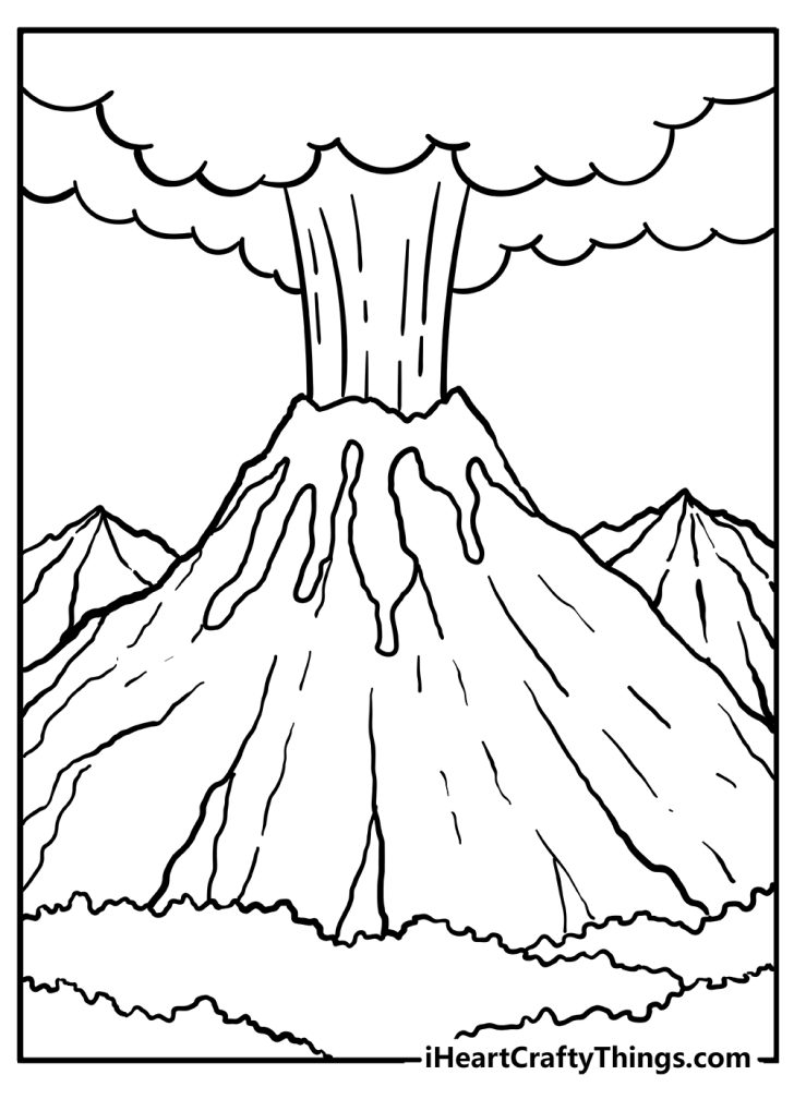 Printable Coloring Volcano Colouring Page Clip Art Library | Images and ...