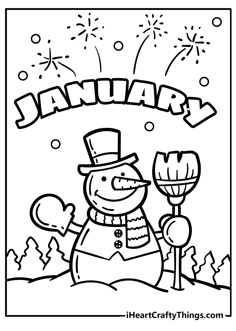 January Easy Coloring Pages