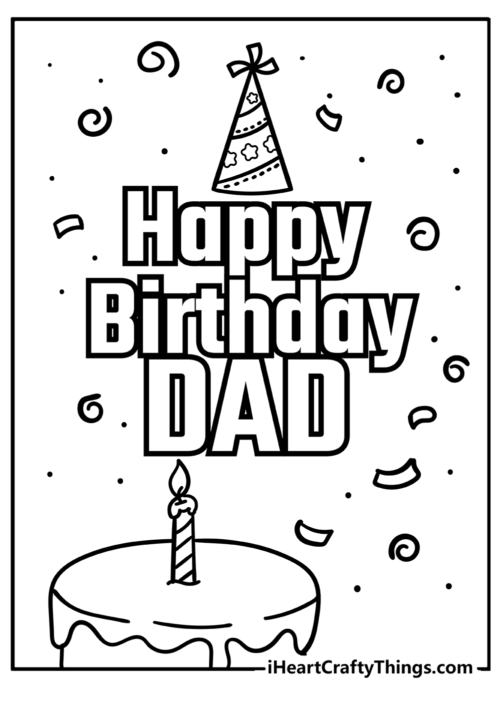 Happy Birthday Dad Easy Coloring Pages