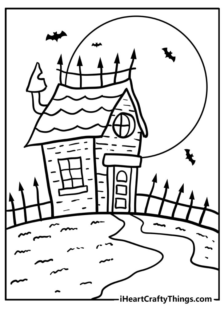 Haunted House Coloring Pages (100% Free Printables)