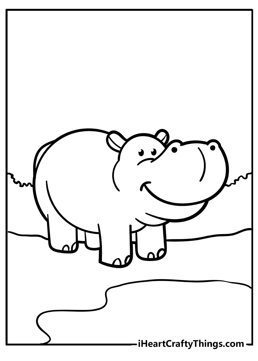 Hippo Easy Coloring Pages