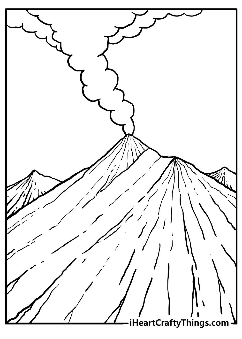 Volcano Easy Coloring Pages