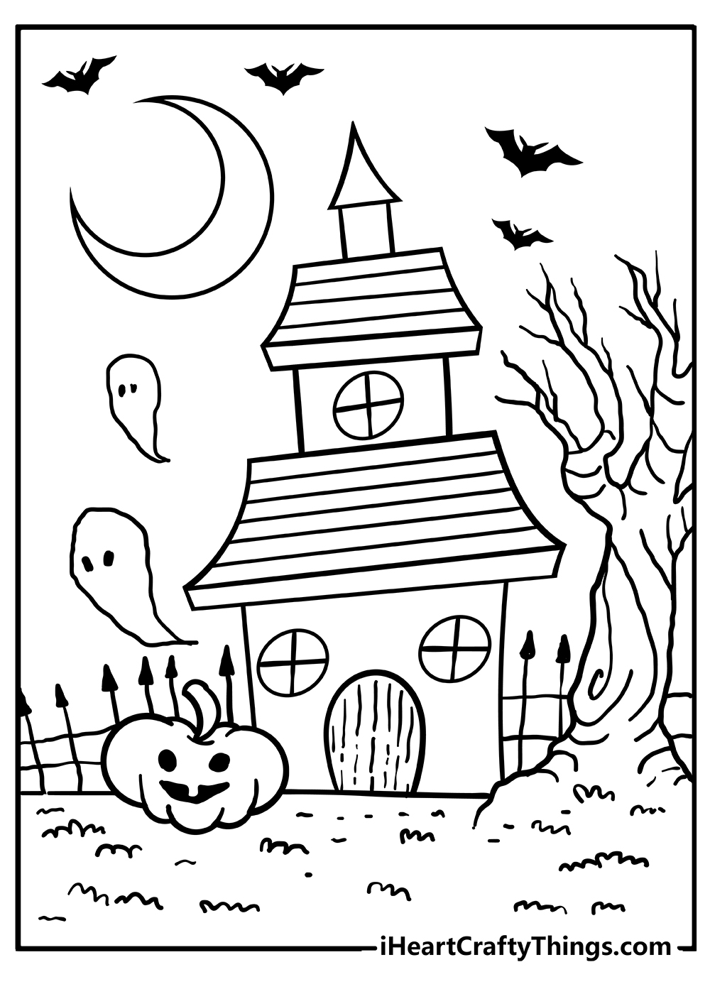 Haunted House Coloring Pages for adults free printable