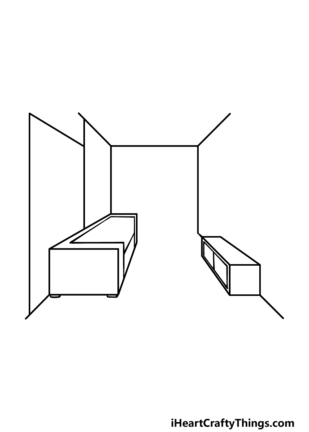 how to draw a Room Perspective step 2
