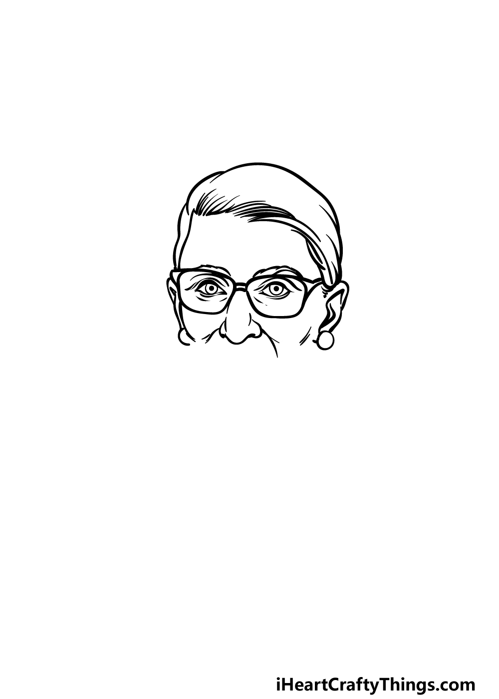 how to draw Ruth Bader Ginsburg step 2