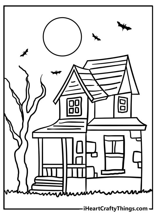 Haunted house coloring pages