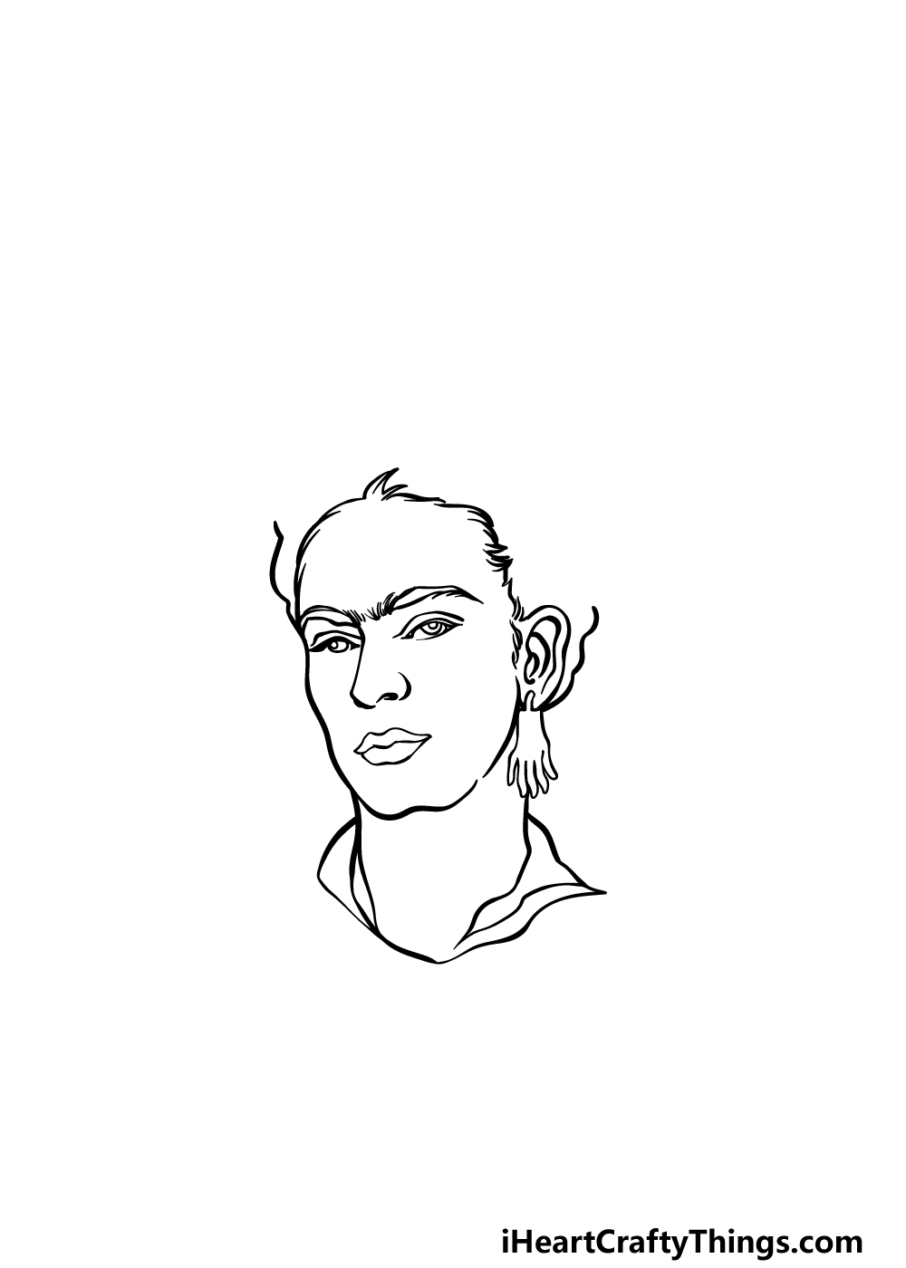 how to draw Frida Kahlo step 3