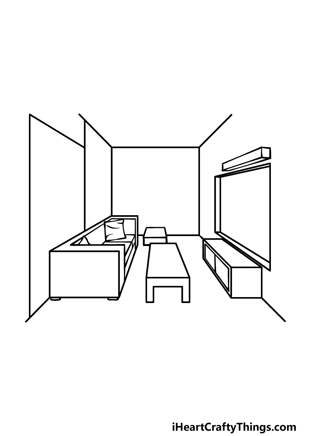 how to draw a Room Perspective step 3