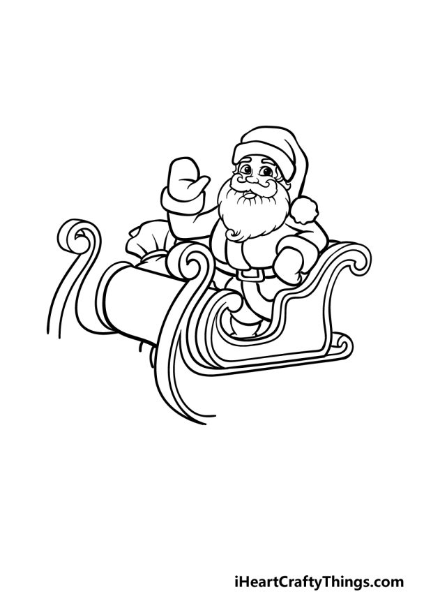 Santa Sleigh Drawing - How To Draw A Santa Sleigh Step By Step