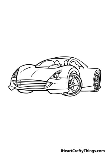 Sport's Car Drawing - How To Draw A Sport's Car Step By Step