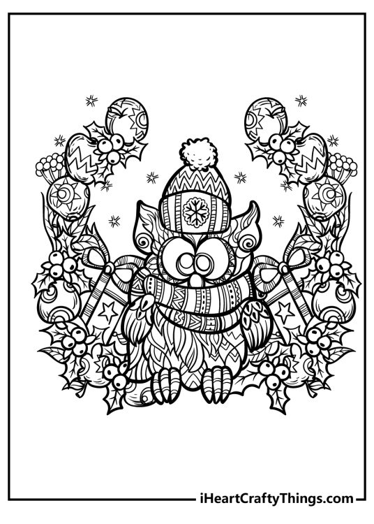Christmas coloring page for adults with detailed patterns
