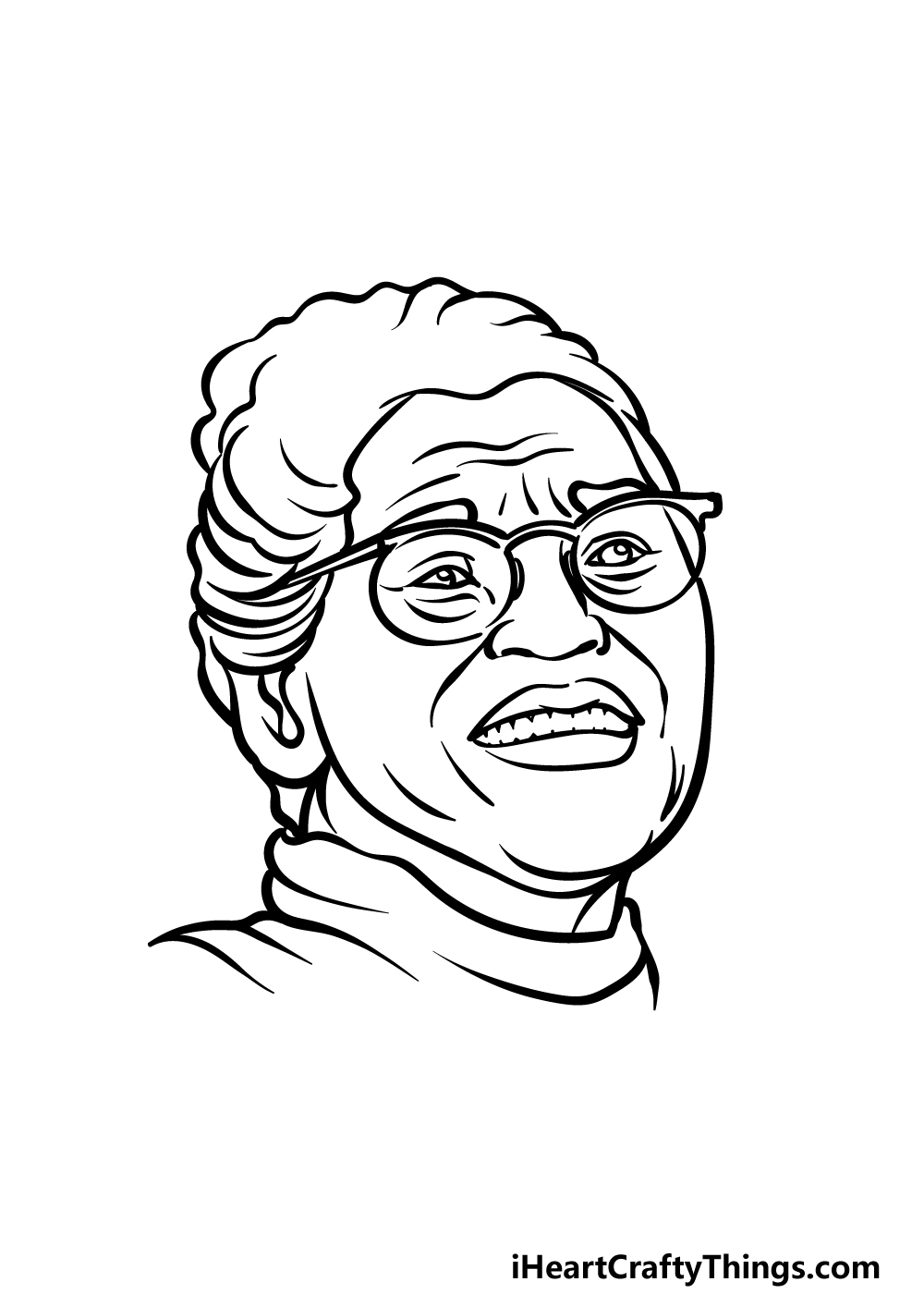 how to draw Rosa Parks step 4