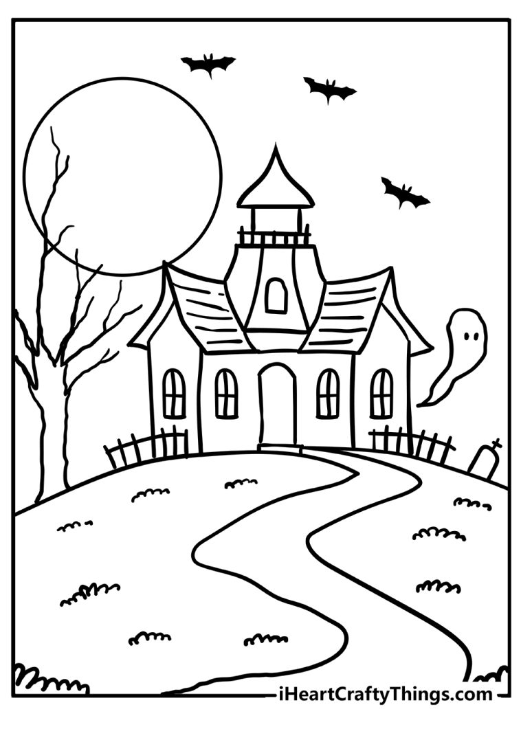 Haunted House Coloring Pages (100% Free Printables)