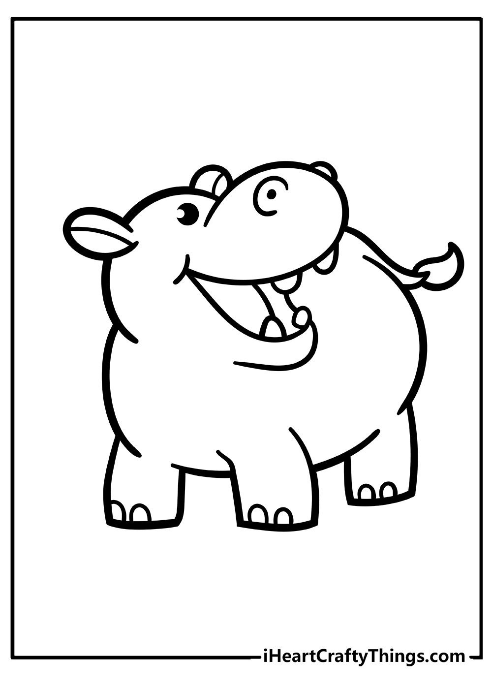 Hippo Coloring Pages for preschoolers free printable