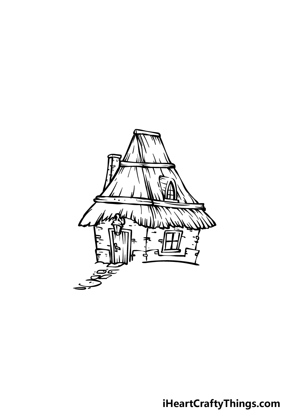 how to draw a Cottage step 4