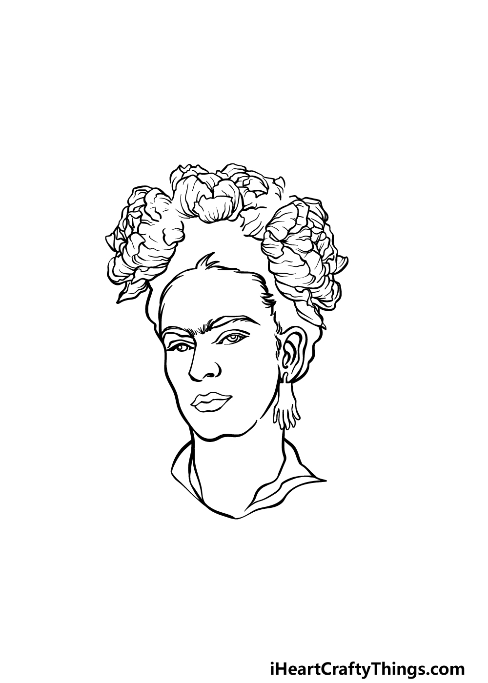 how to draw Frida Kahlo step 4