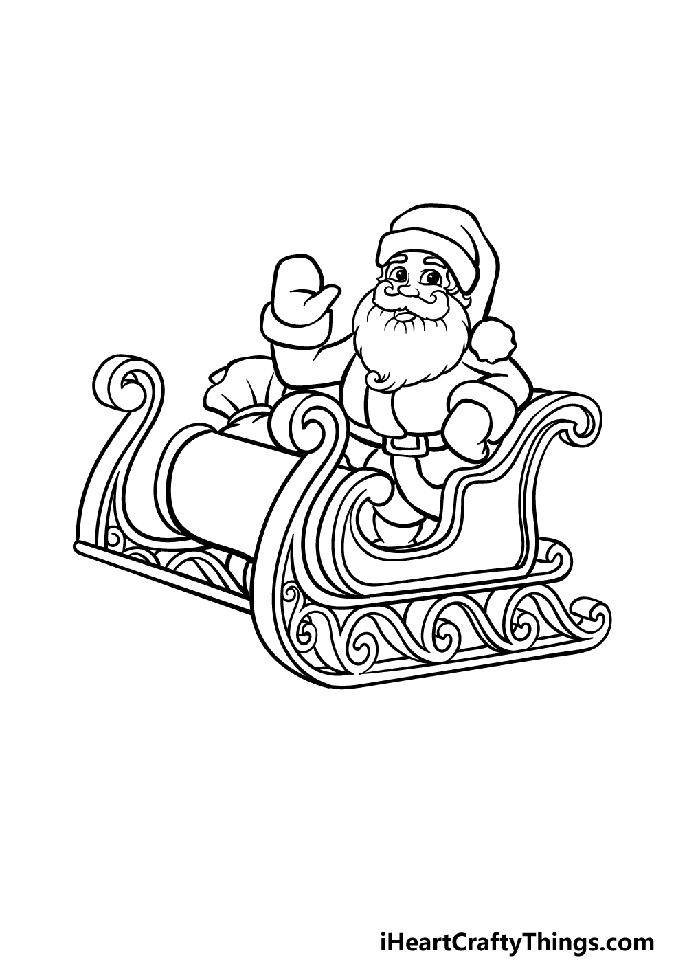 how to draw a Santa Sleigh step 4