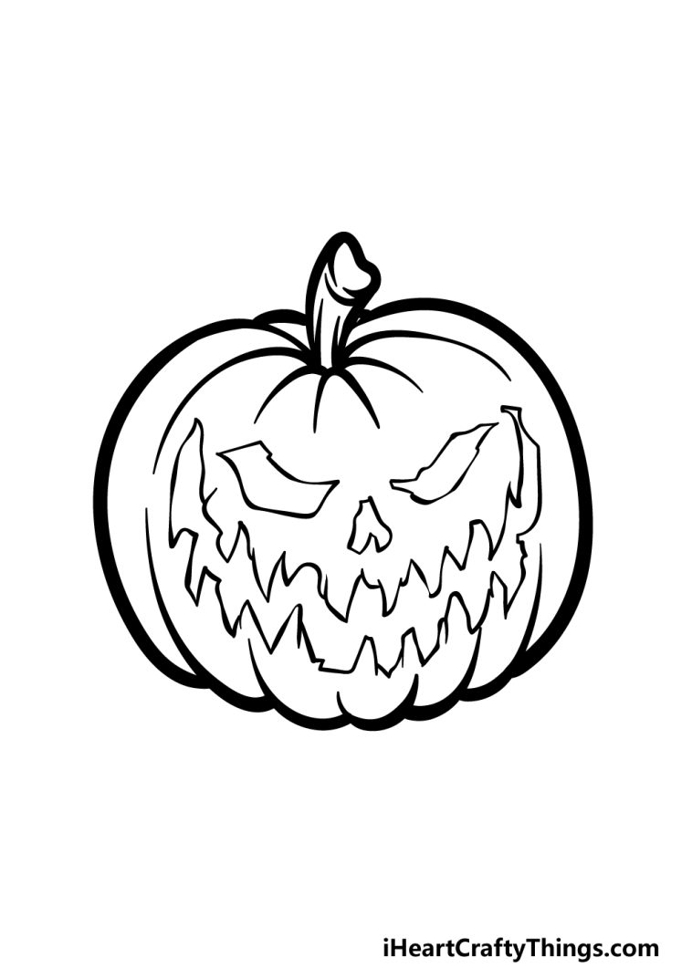 Scary Pumpkin Drawing How To Draw A Scary Pumpkin Step By Step