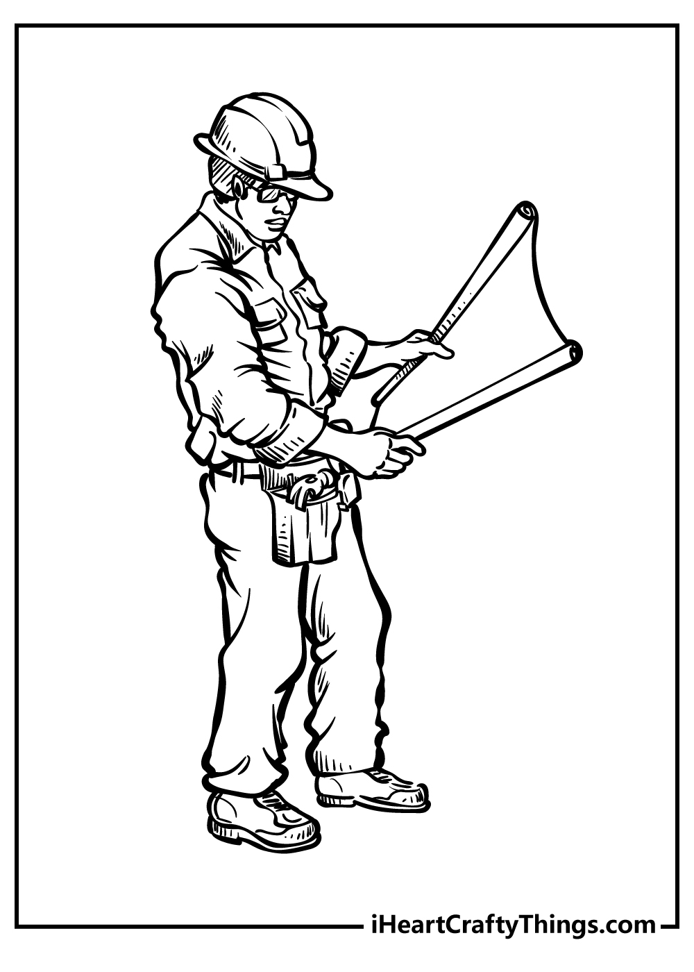 construction worker coloring page