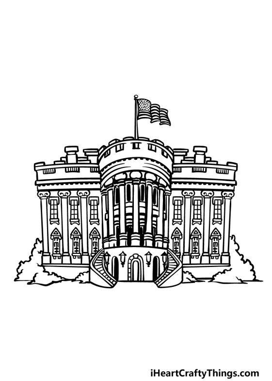 White House Drawing How To Draw The White House Step By Step