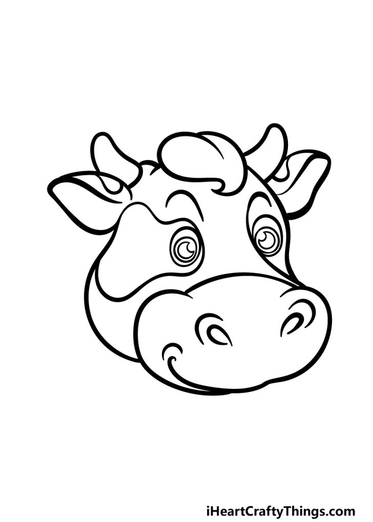 Cow's Face Drawing - How To Draw A Cow’s Face Step By Step