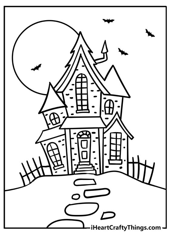 15 Haunted House Coloring Pages (100% Free PDF Printables)