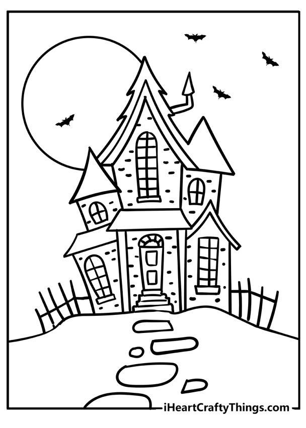 Haunted House Coloring Pages (100% Free Printables)