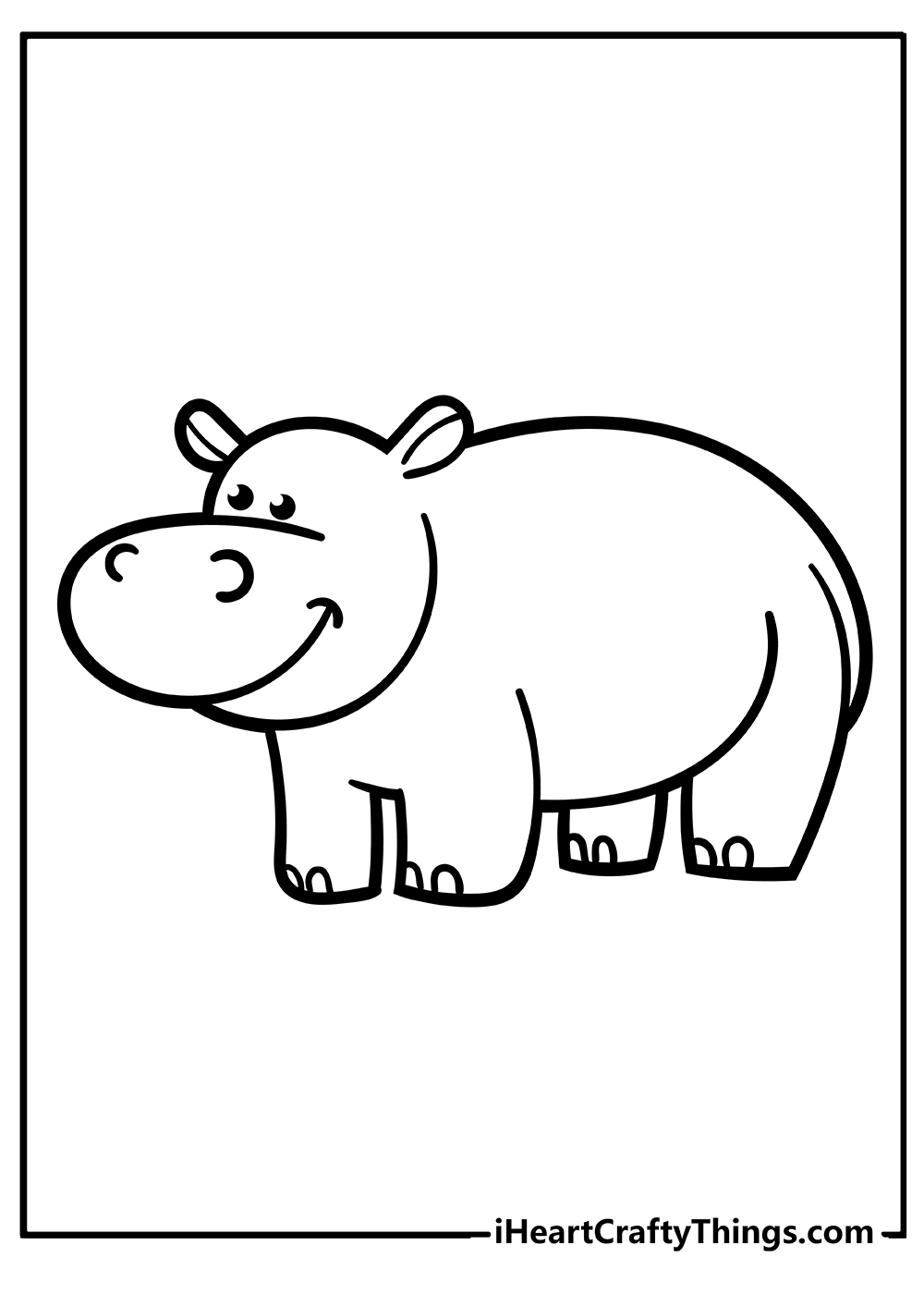 Hippo Coloring Book free printable