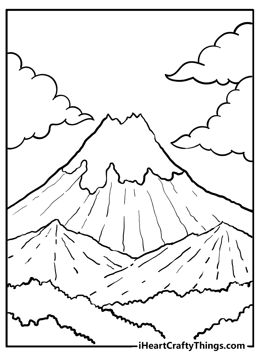 Volcano Coloring Book free printable