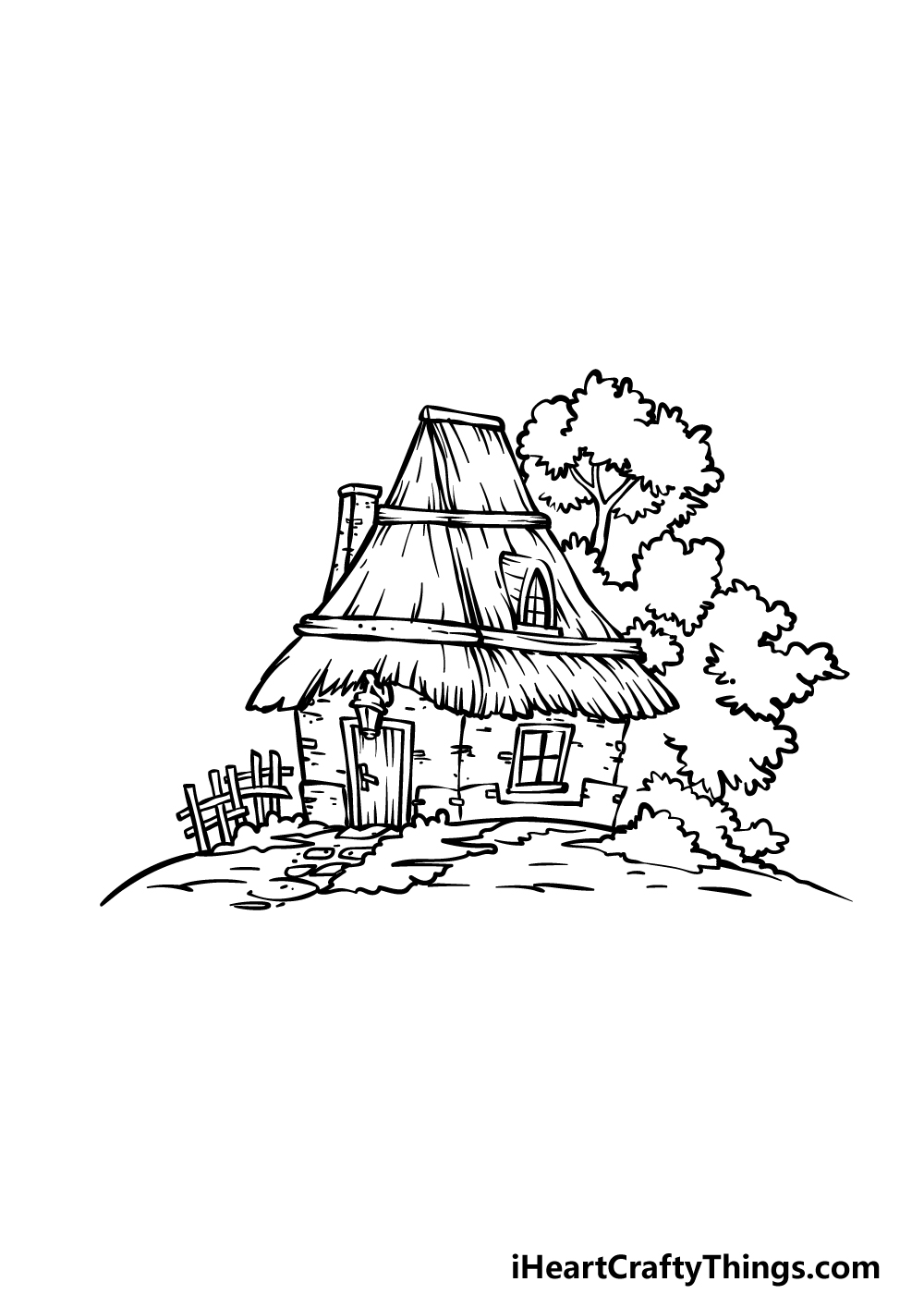how to draw a Cottage step 5
