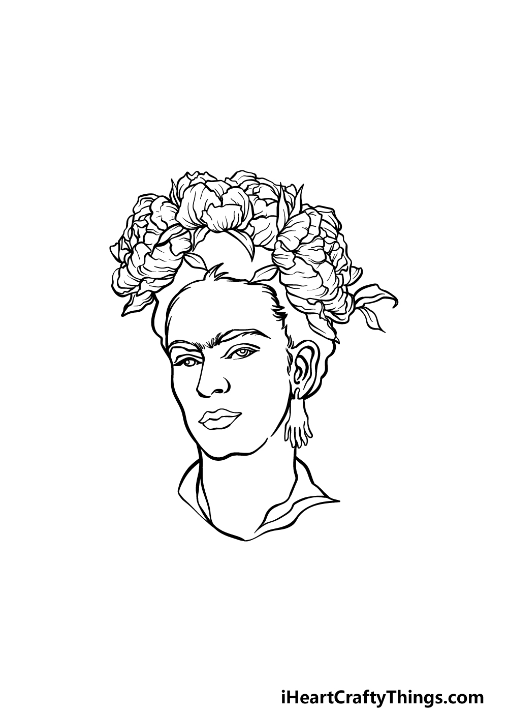 how to draw Frida Kahlo step 5