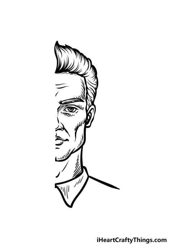 Half Face Drawing - How To Draw A Half Face Step By Step