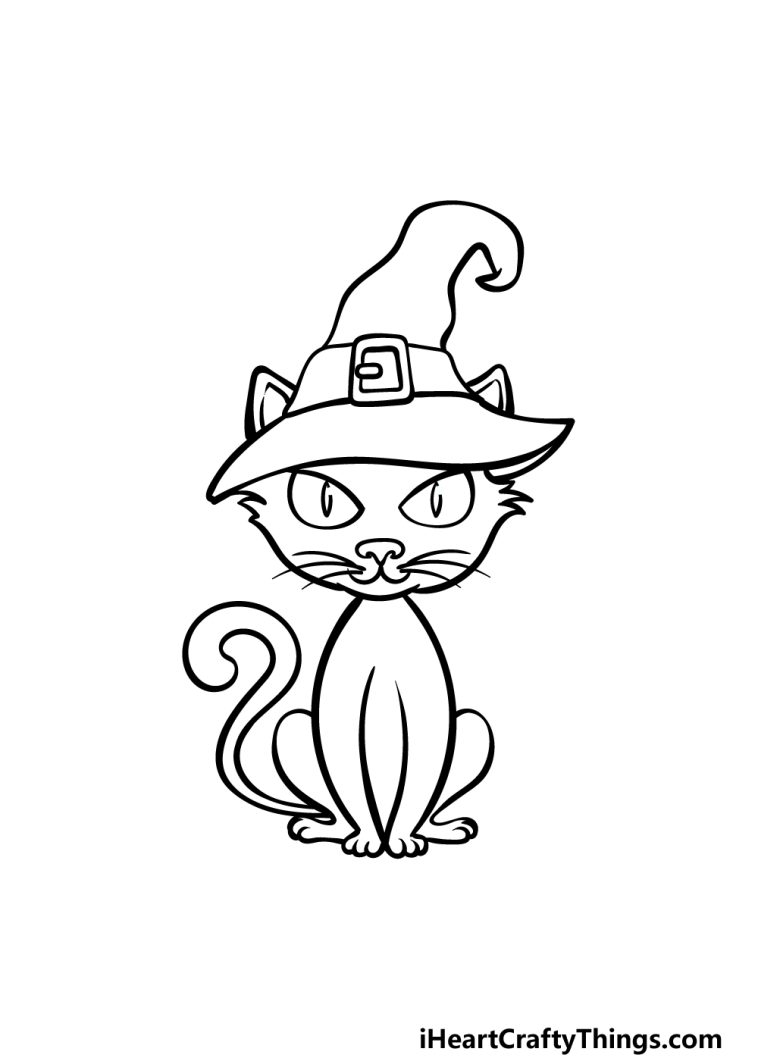Halloween Cat Drawing How To Draw A Halloween Cat Step By Step