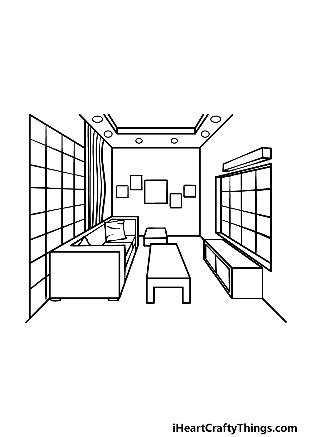how to draw a Room Perspective step 5