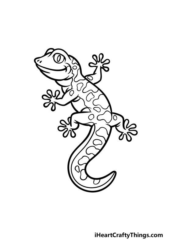 Gecko Drawing - How To Draw A Gecko Step By Step