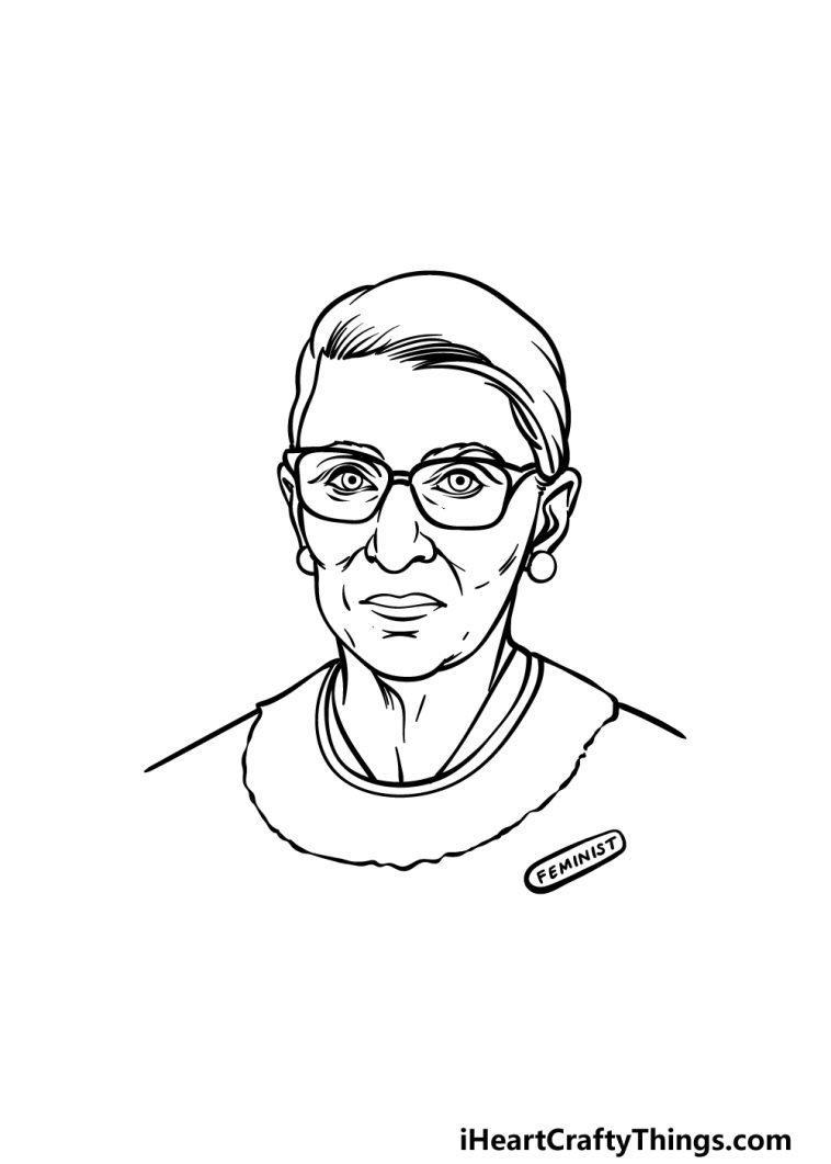 Ruth Bader Ginsberg Drawing - How To Draw Ruth Bader Ginsberg Step By Step