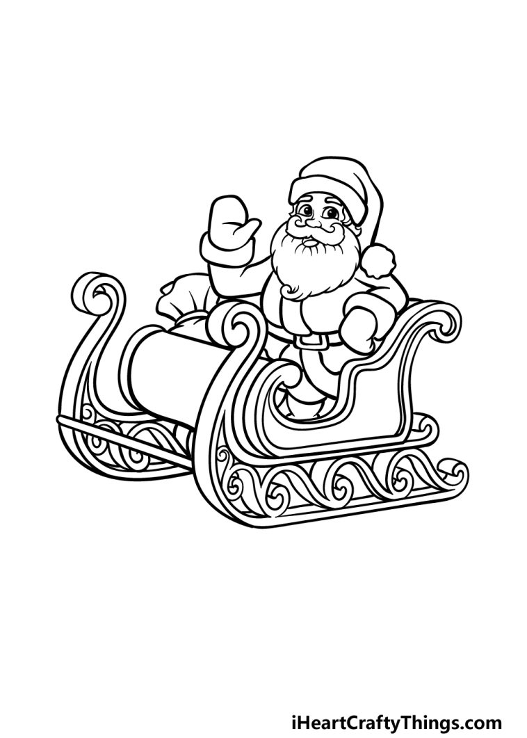 Santa Sleigh Drawing - How To Draw A Santa Sleigh Step By Step