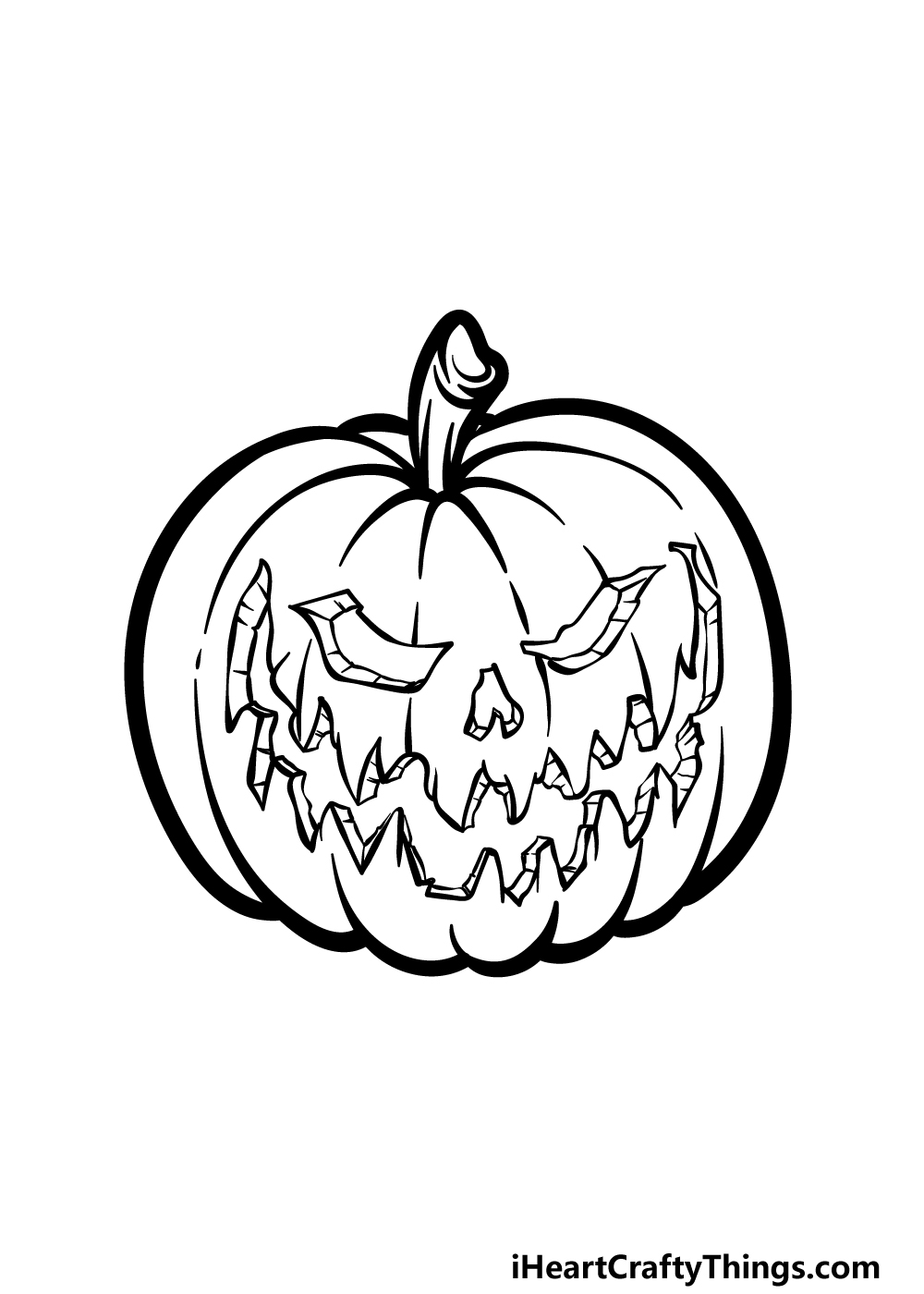 how to draw a Scary Pumpkin step 5