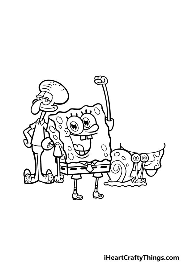 Spongebob Characters Drawing - How To Draw Spongebob Characters Step By ...