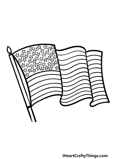 USA Flag Drawing - How To Draw A USA Flag Step By Step