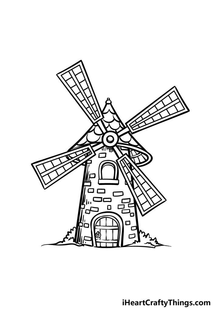 Windmill Drawing - How To Draw A Windmill Step By Step