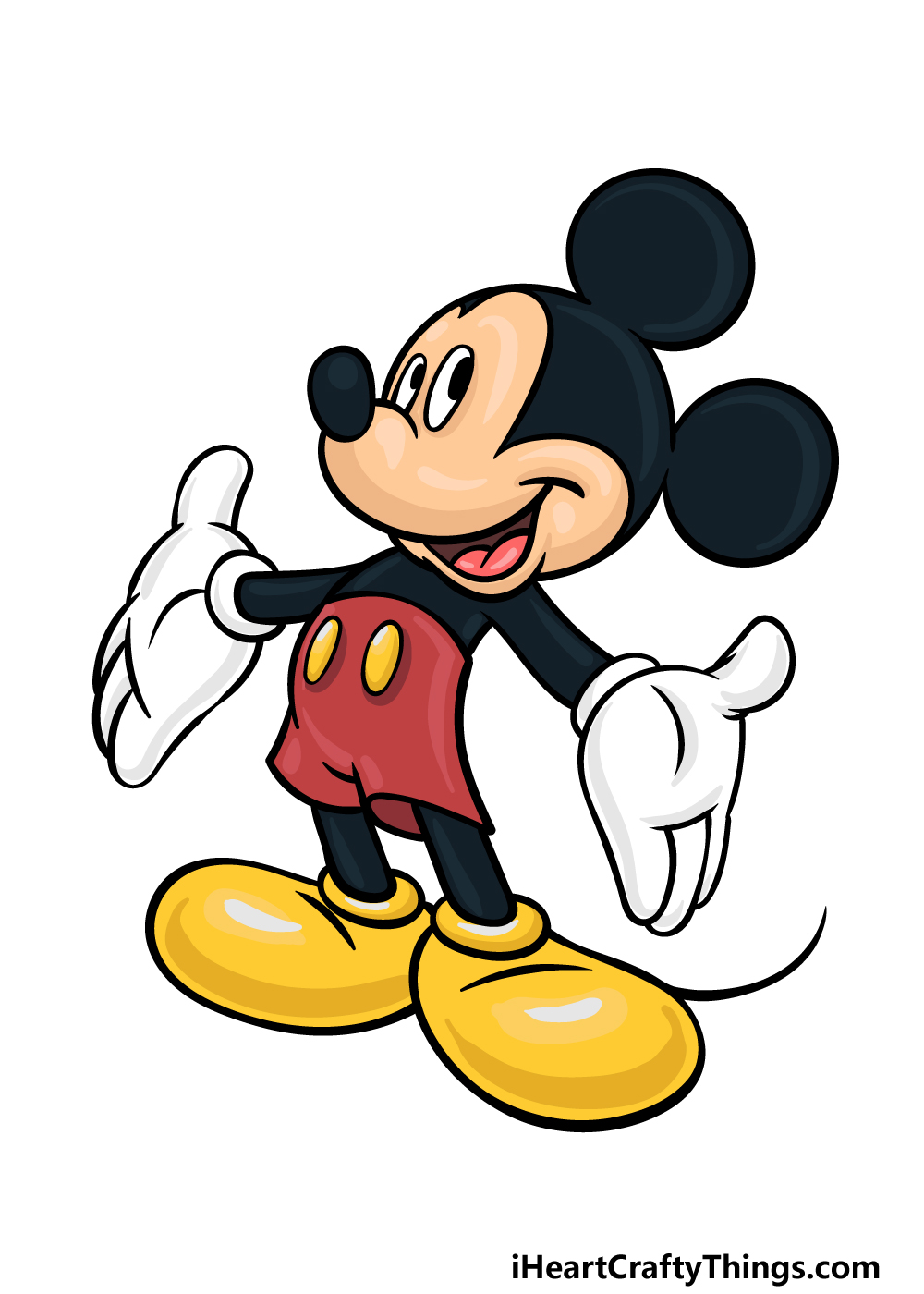 How to draw winking Mickey Mouse - Sketchok easy drawing guides-saigonsouth.com.vn