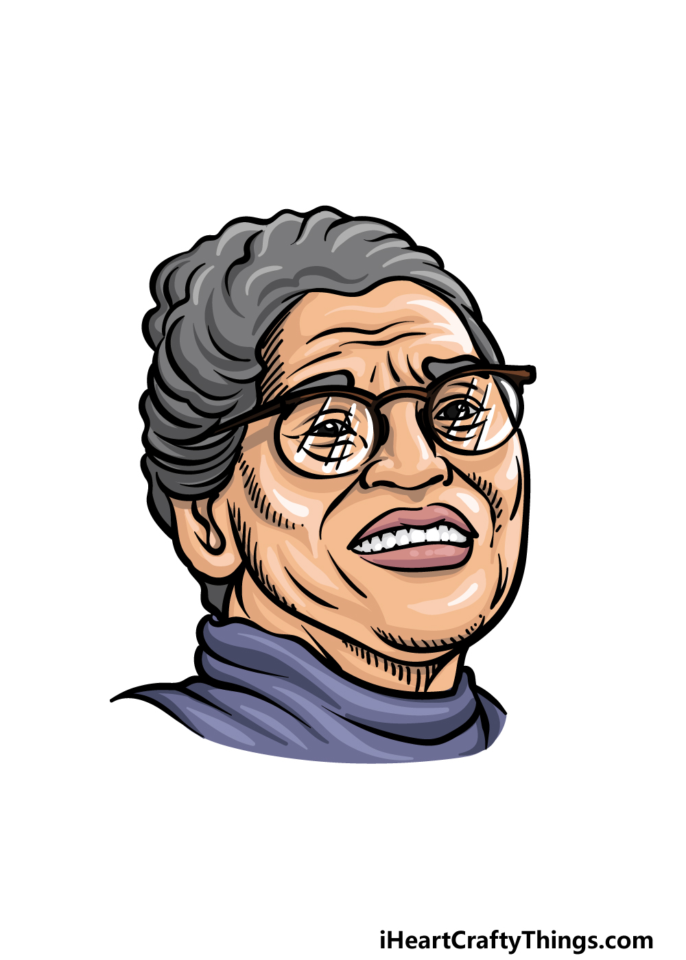 how to draw Rosa Parks step 6