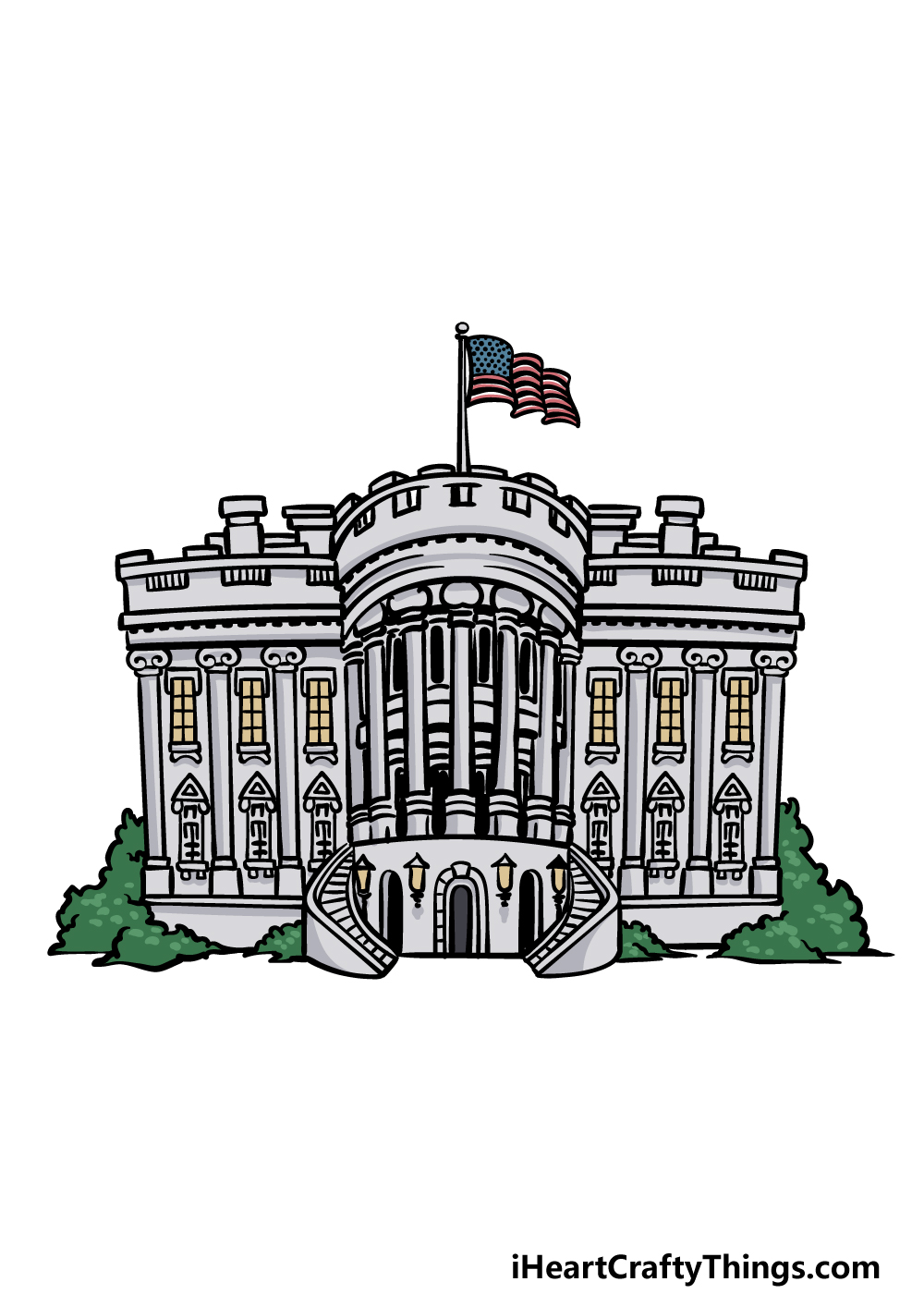 how to draw The White House step 6