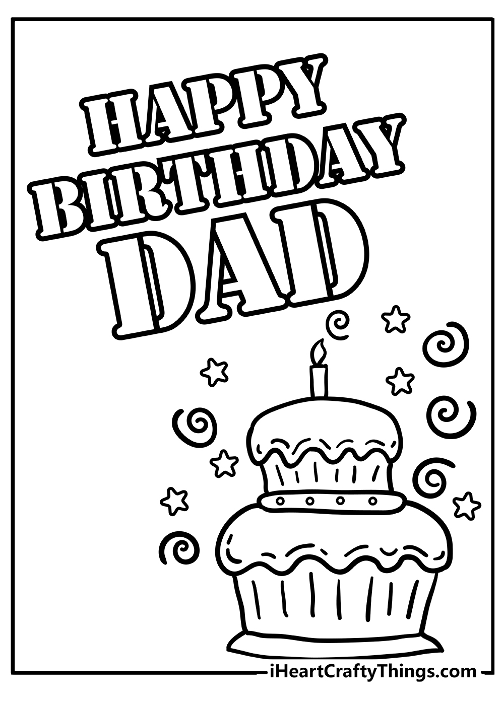 Happy Birthday Dad Coloring Book for kids free printable.