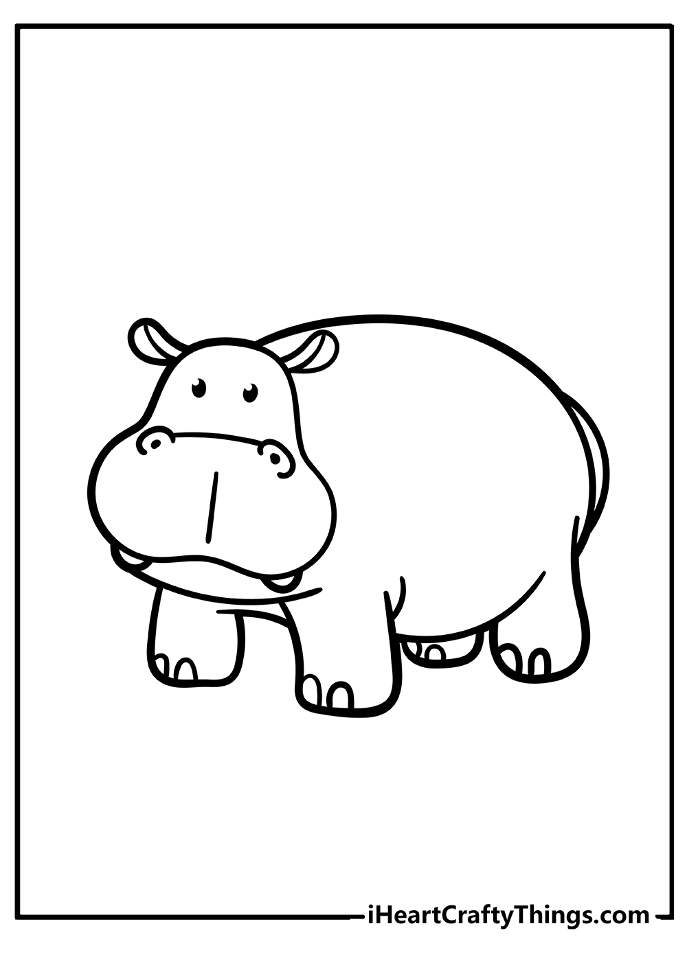 Hippo Coloring Book for kids free printable