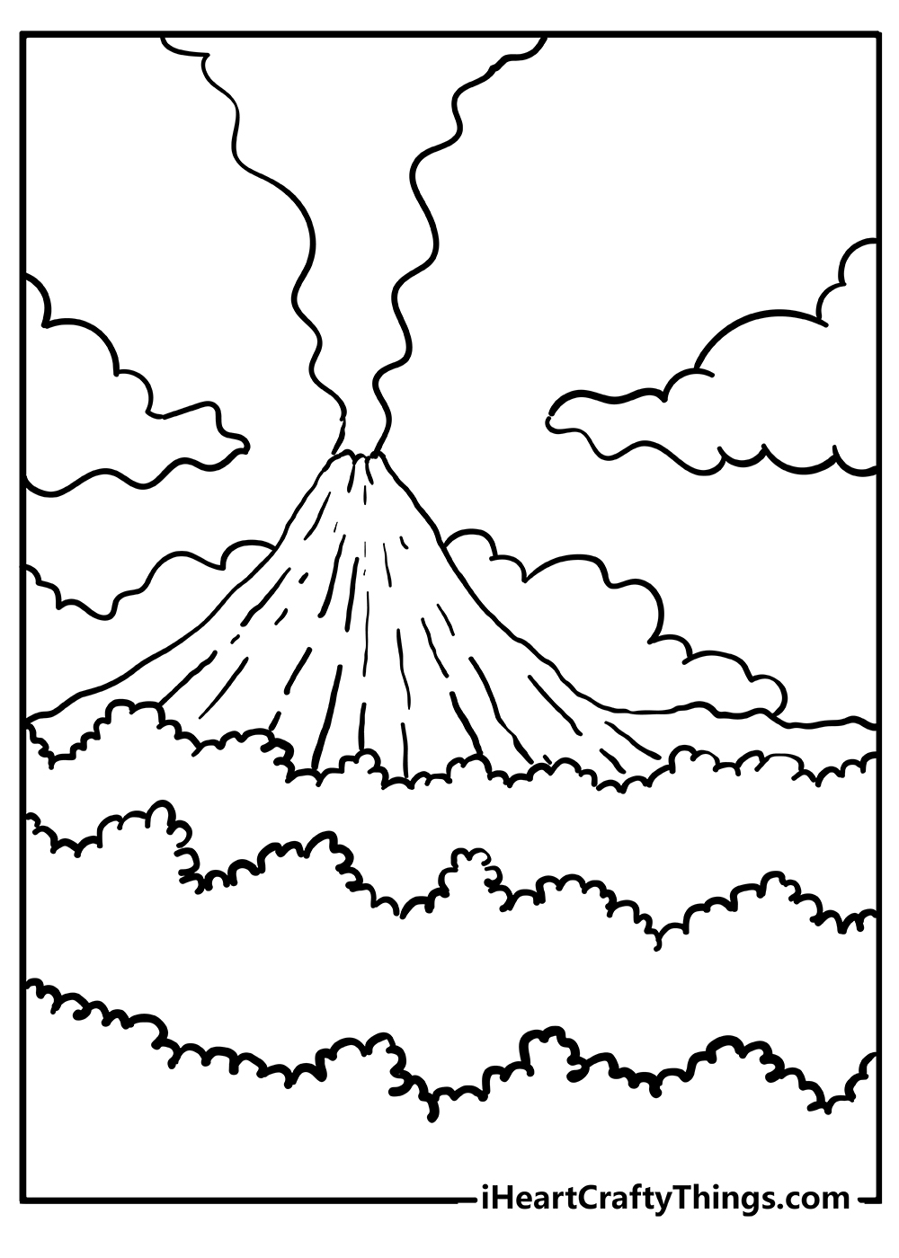 Volcano Coloring Book for kids free printable