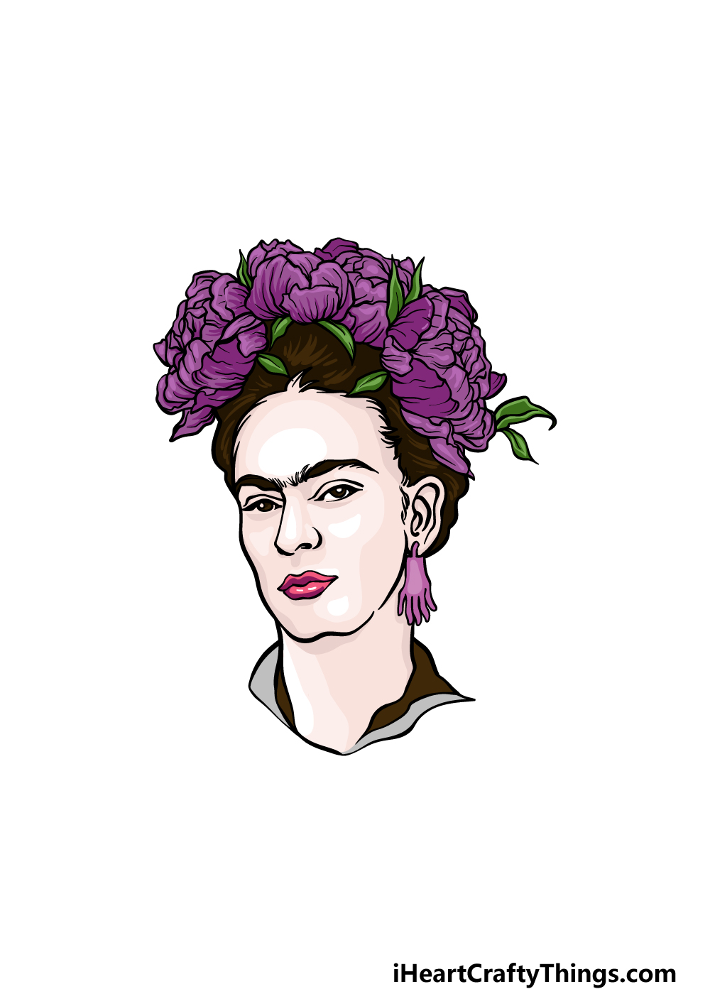 how to draw Frida Kahlo step 6