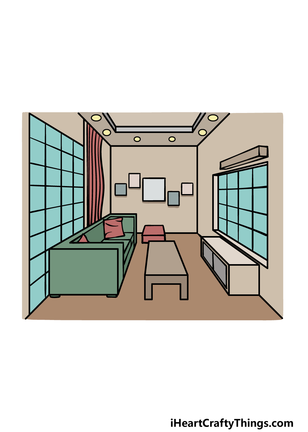 how to draw a Room Perspective step 6