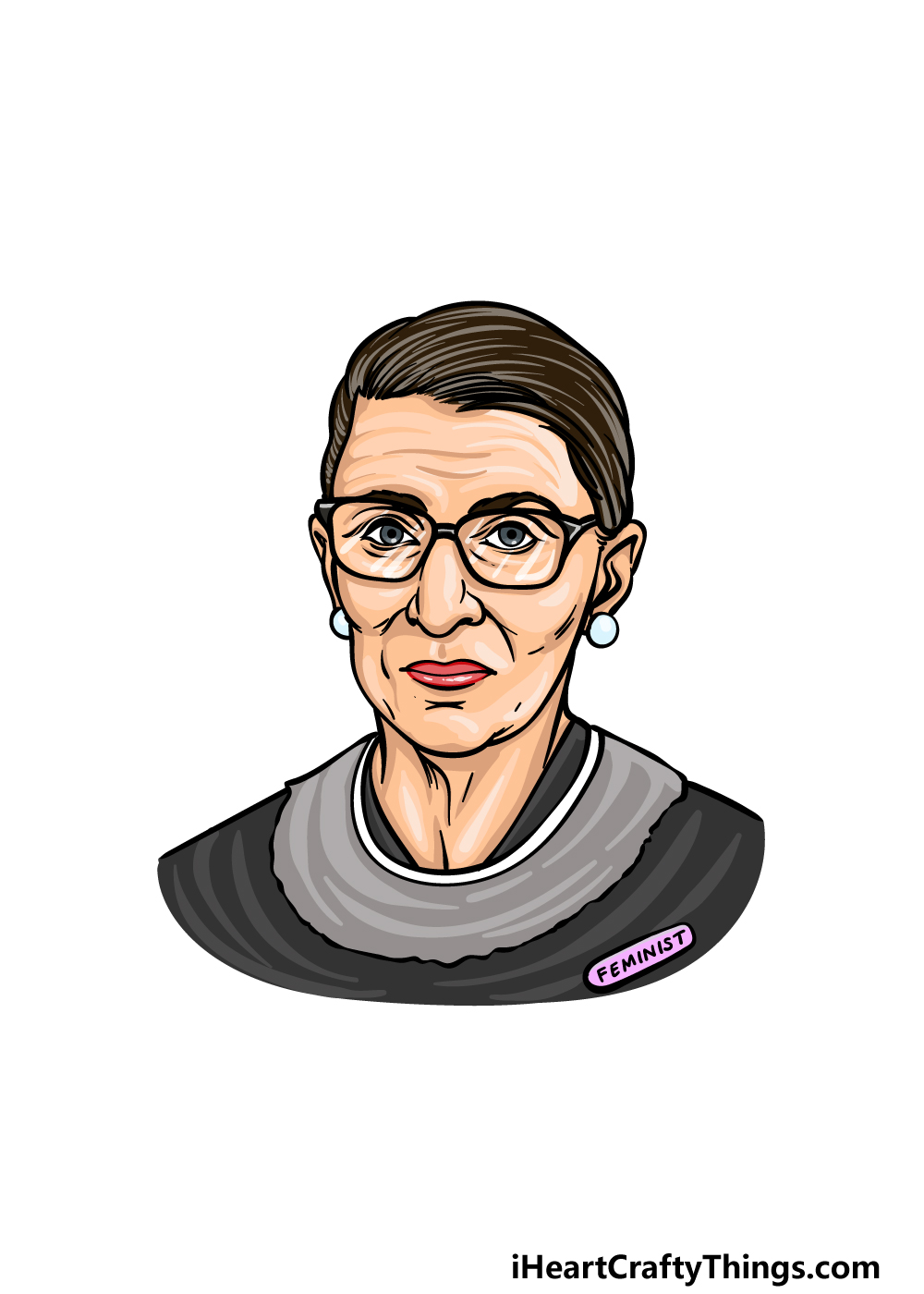 how to draw Ruth Bader Ginsburg step 6